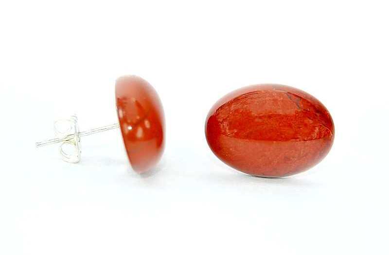 Cercei surub ovali Jasp Rosu