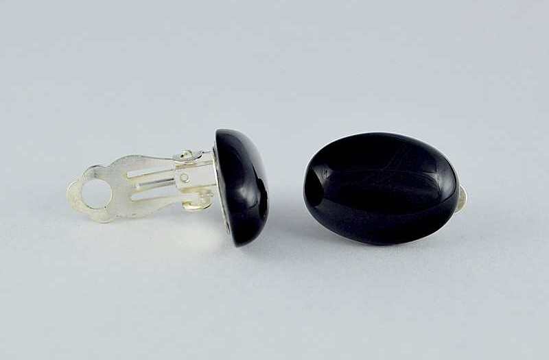 Cercei clips ovali Onix Negru