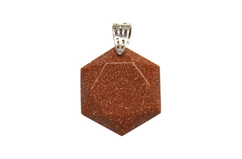 Pandantiv hexagon Goldstone Rosu