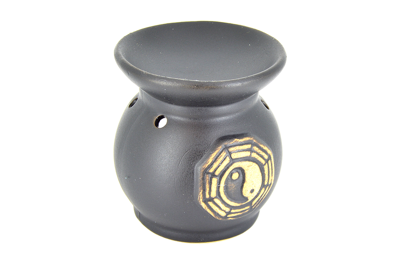 Suport ceramic aromaterapie ulcior Yin-Yang negru