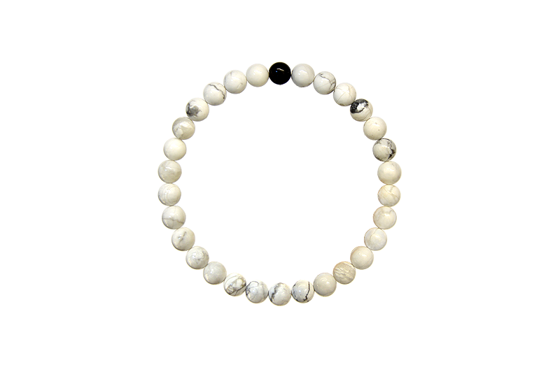 Bratari 'Ea si El' - 6mm - Onix Negru si Howlit Alb