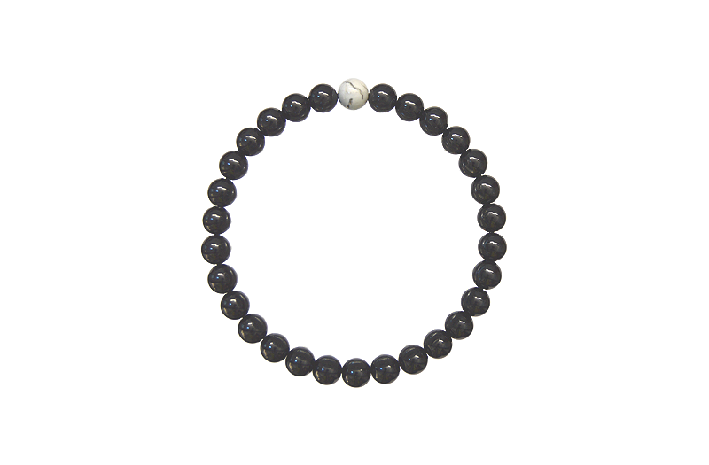 Bratari 'Ea si El' - 6mm - Onix Negru si Howlit Alb