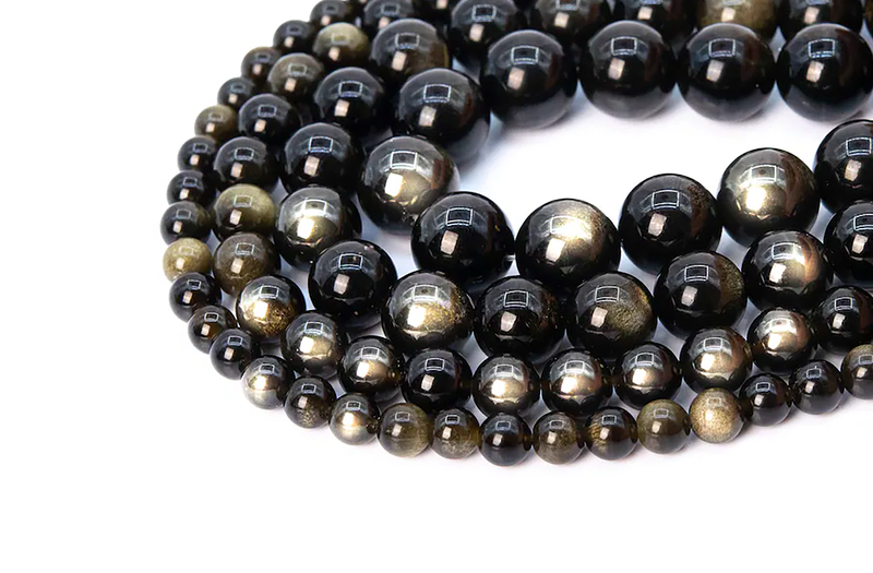 Sirag margele sfere Obsidian Auriu 8mm