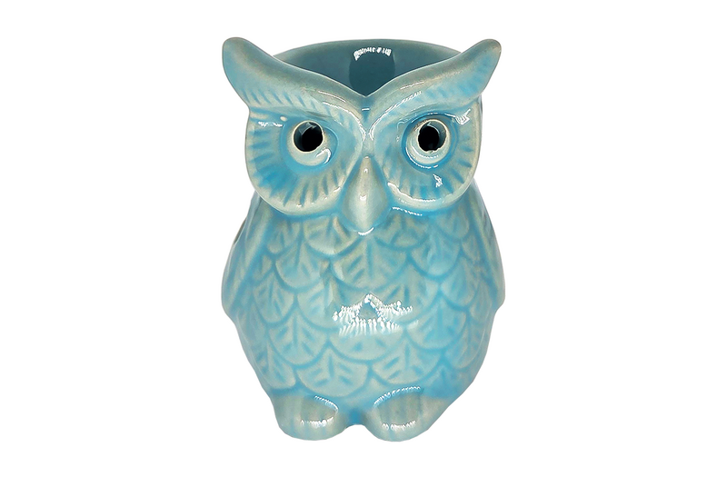 Suport ceramic aromaterapie bufnita-mentor albastru