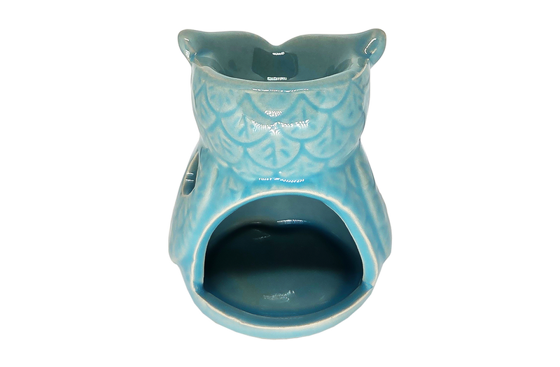 Suport ceramic aromaterapie bufnita-mentor albastru