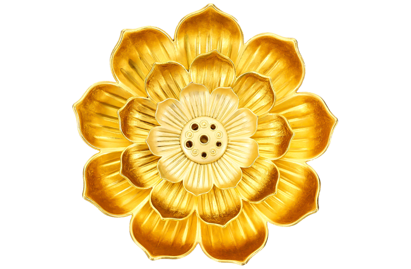 Suport metalic betisoare si conuri Lotus Imperial (85mm, 3 randuri) auriu