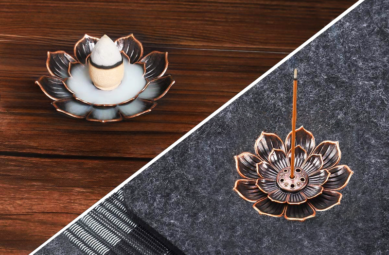 Suport metalic betisoare si conuri Lotus Regal (58mm, 2 randuri) bronz